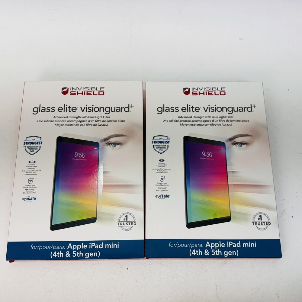 2X ZAGG Invisible Shield Glass Elite VisionGuard+ Apple iPad Mini 4th & 5th Gen